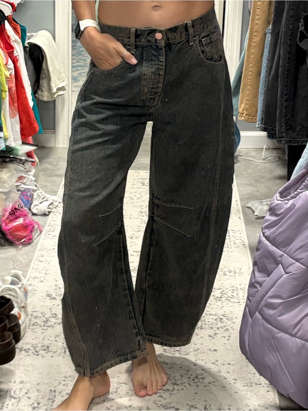 Free People We The Free Good Luck Mid-Rise Barrel Jeans - Picture 4 of 8